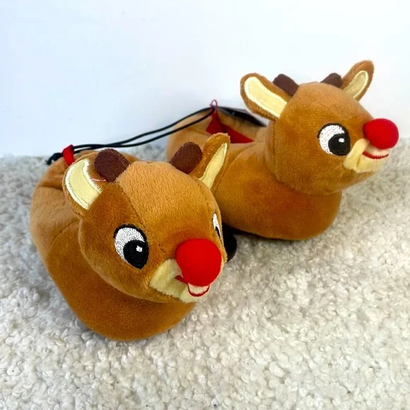 Bioworld Shoes Rudolph The Red Nose Reindeer Slippers Kids Sz